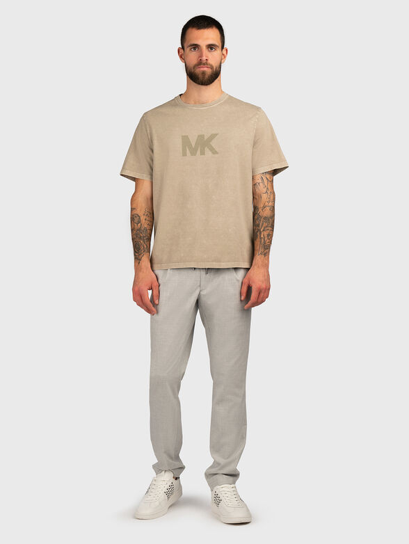 Cotton T-shirt with oval neckline and logo - 2