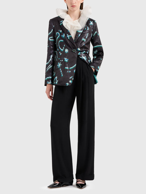Blouse with accent neckline - 1