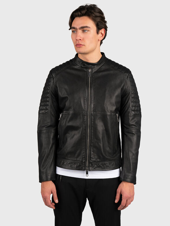 Leather biker jacket - 1