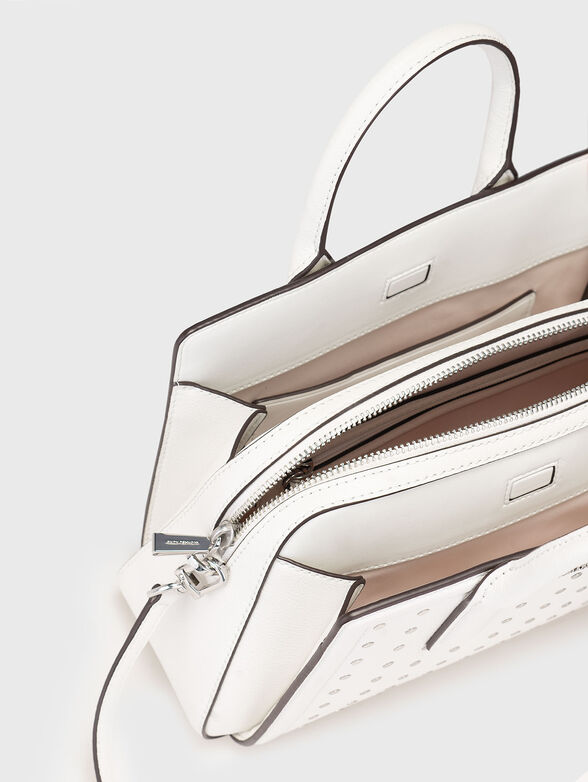 Leather bag with silver details and logo - 6
