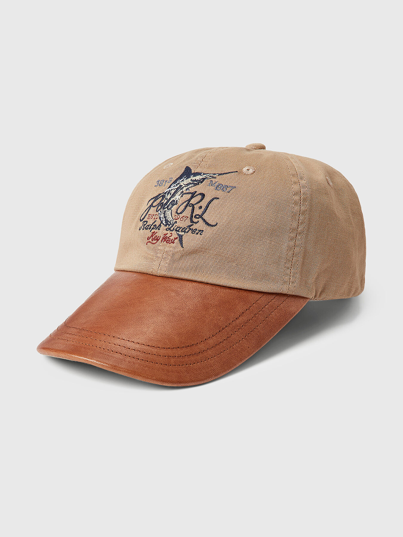Hat with leather visor and embroidery brand POLO RALPH LAUREN