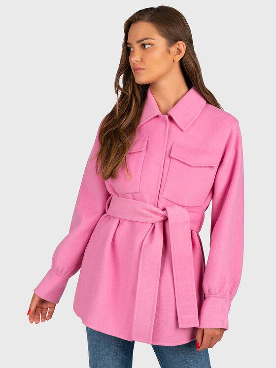 Розово палто от вълнен бленд - 1