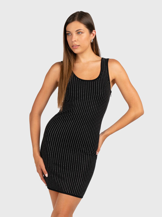 Mini dress with appliqué rhinestones - 1