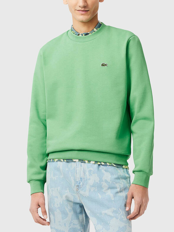 Cotton sweatshirt with logo in green - 1