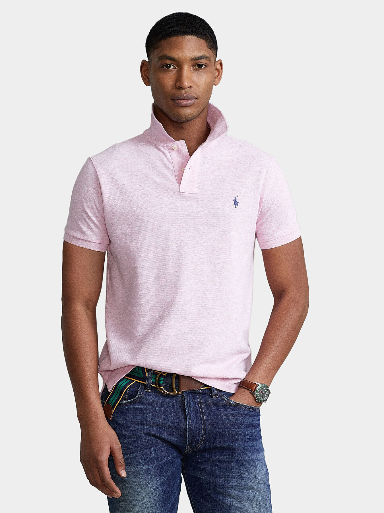 Blush pink polo shirt top