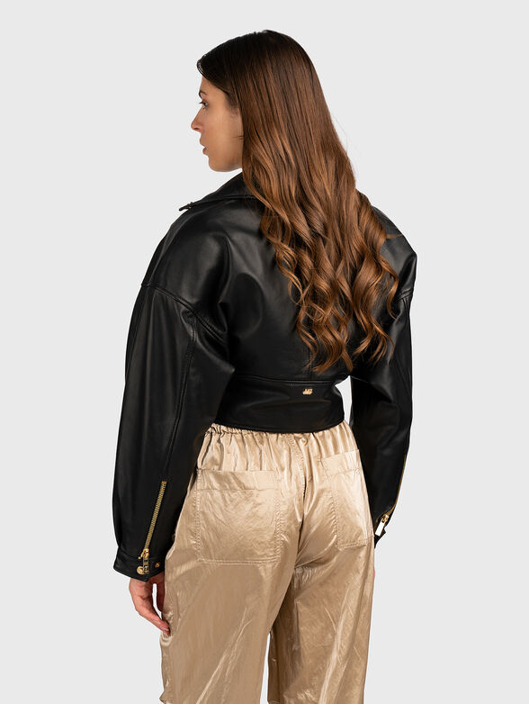 Cropped leather jacket - 3