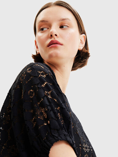 LUCCA black blouse with floral motifs - 4