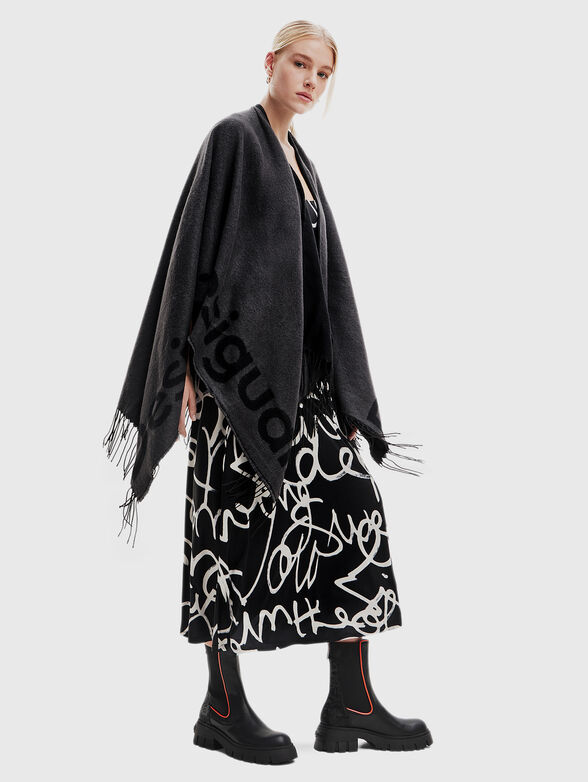 Double-faced poncho with logo inscription - 1