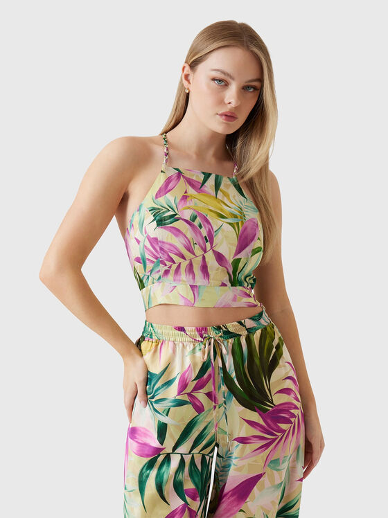 GAELLE floral print crop top - 1