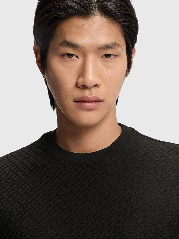 Cotton T-shirt with textured pattern - 4