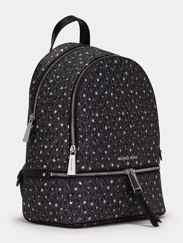 Black backpack with monogram print - 3