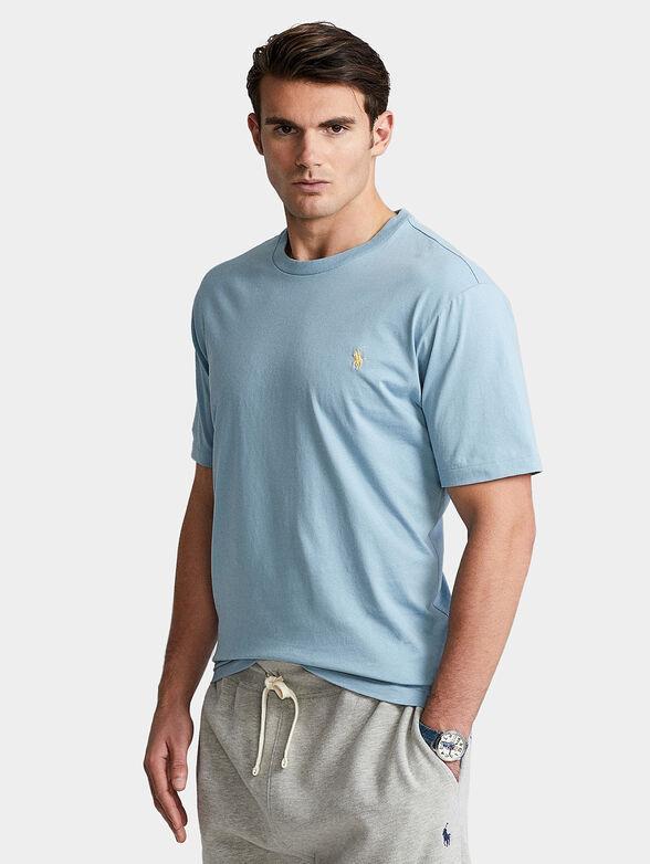 Blue T-shirt with logo embroidery - 1