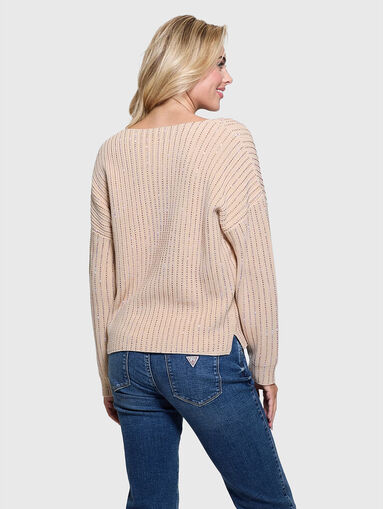 V-neck sweater with rhinestones - 3
