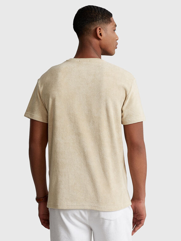 Beige soft fabric T-shirt with logo accent - 3