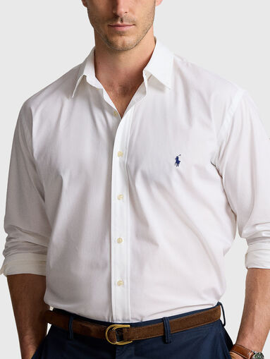 Cotton shirt with logo embroidery - 4
