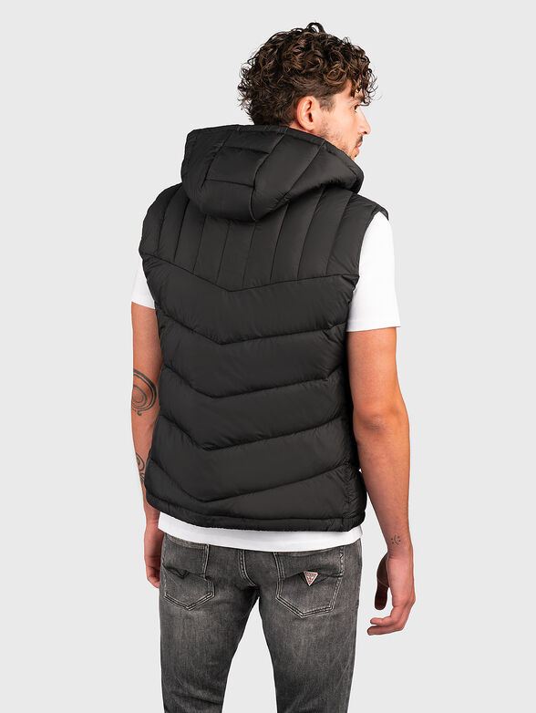 Padded vest with removable hood in black - 3