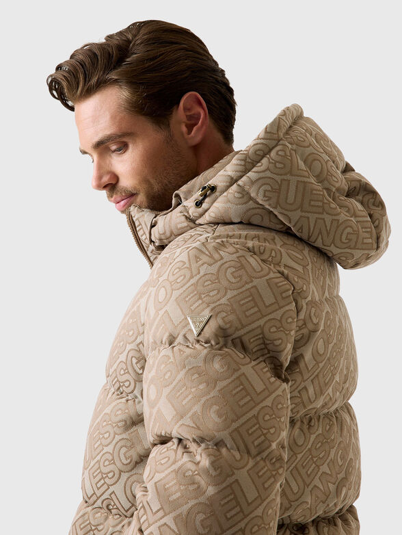 Padded jacket with hood and logo print - 4