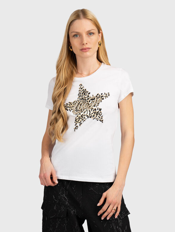 Printed T-shirt with rhinestones - 1
