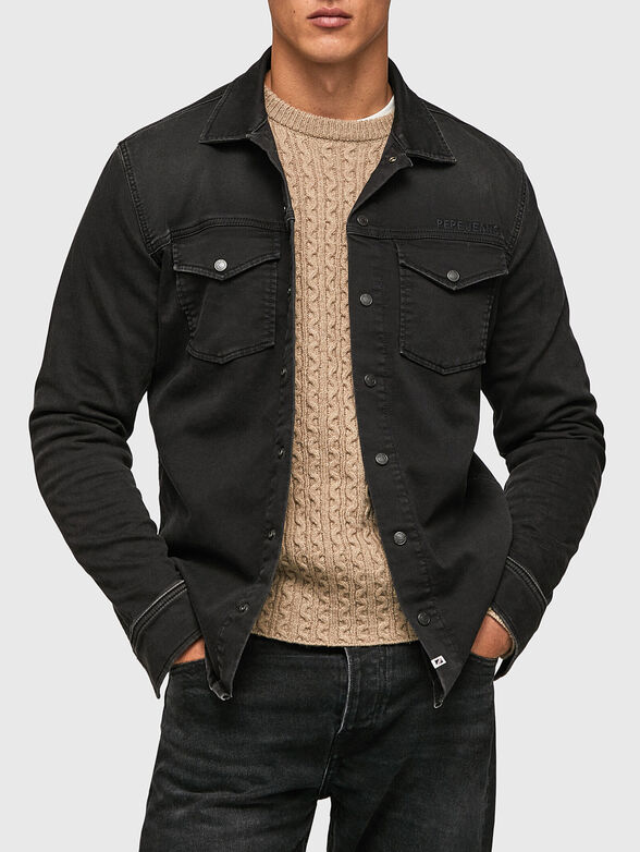DAVE denim shirt in black color with pockets - 1