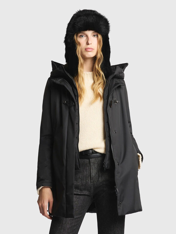 Padded jacket with removable hood - 1