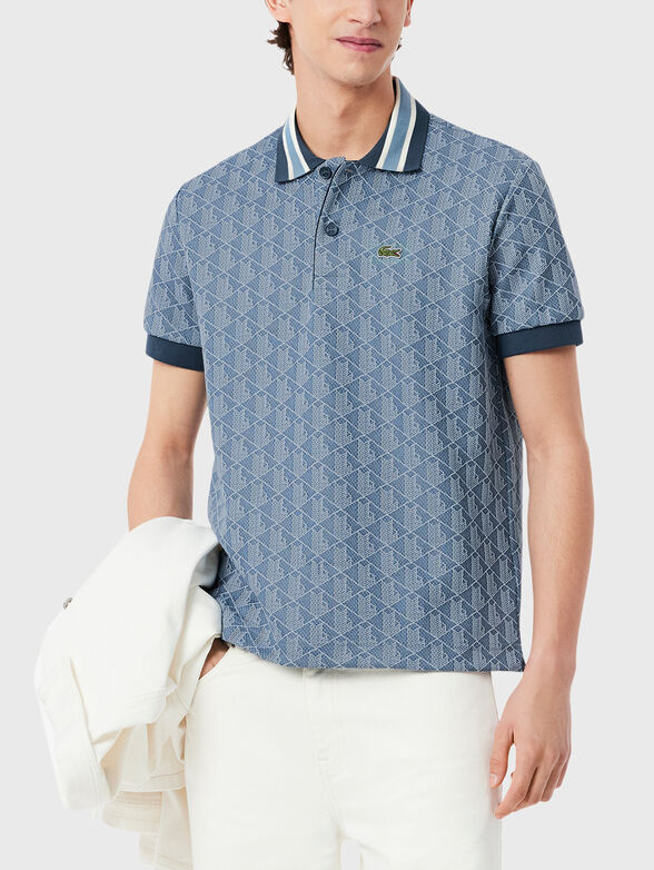 Polo shirt with accent collar in green - 1