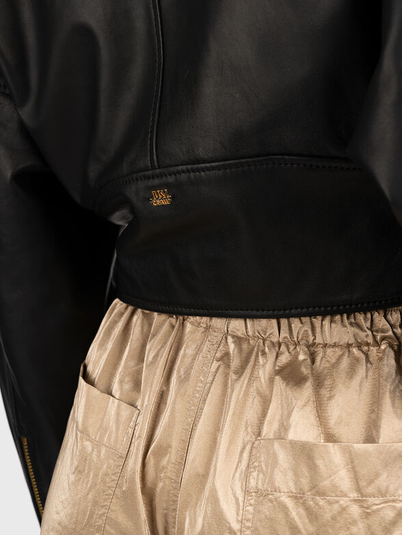 Cropped leather jacket - 4