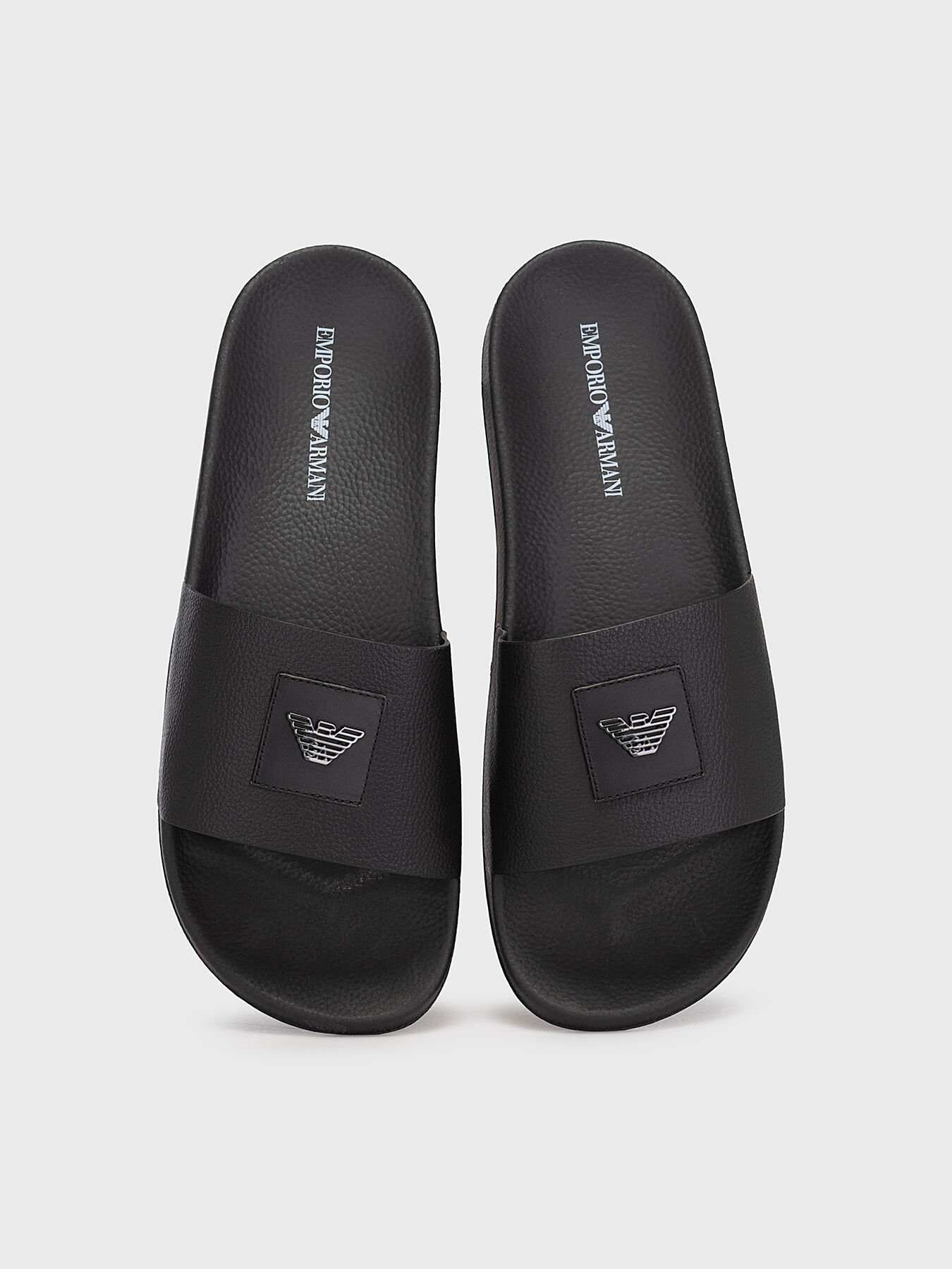 Leather slippers with logo detail brand EMPORIO ARMANI
