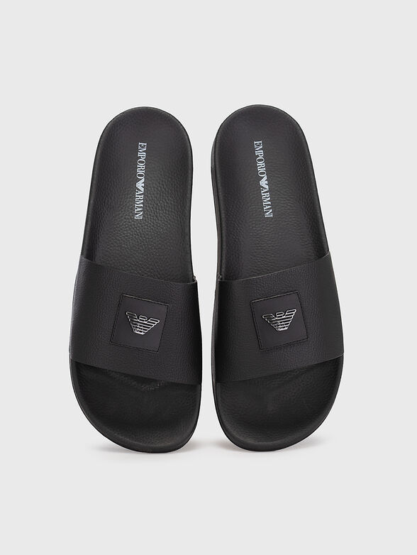 Leather slippers with logo detail - 6