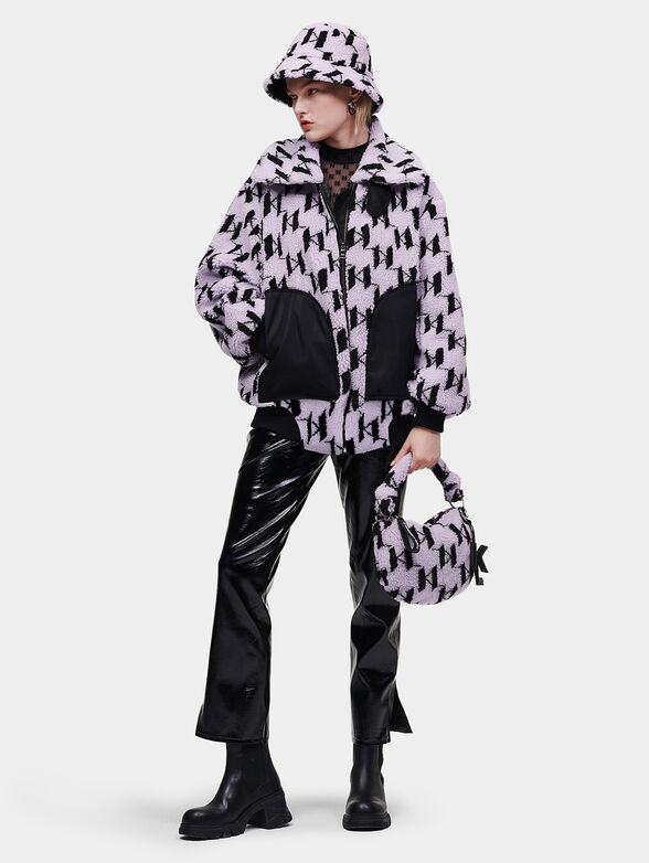 Eco fur bomber jacket with monogram print - 2