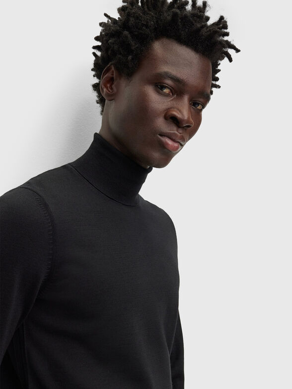 MUSSO-P polo neck slim sweater in gray color - 4