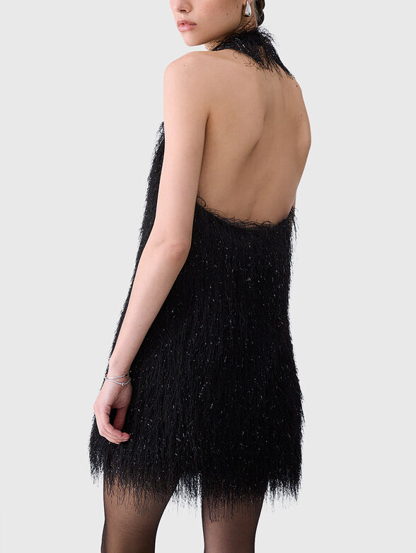 Black mini dress with fringe - 3