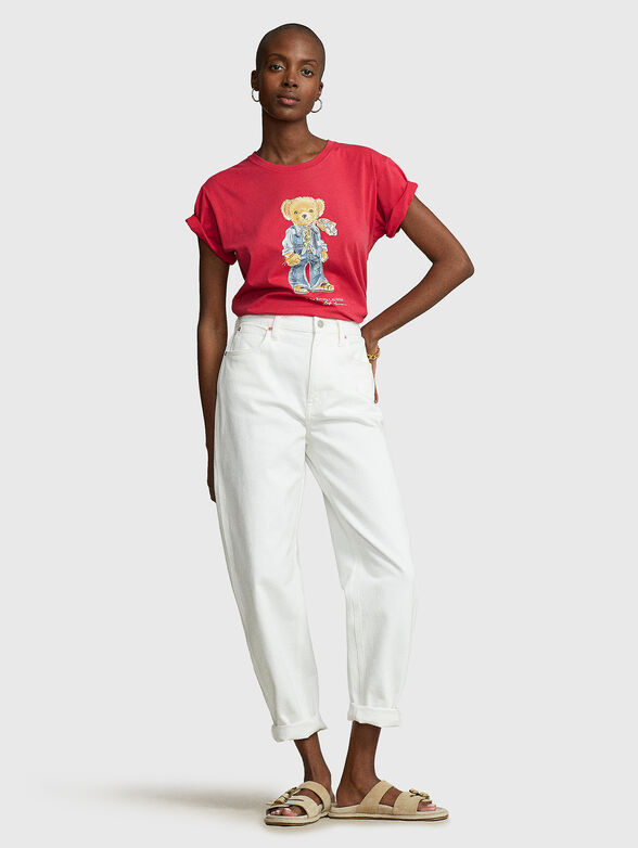 Red T-shirt with Polo Bear print - 2