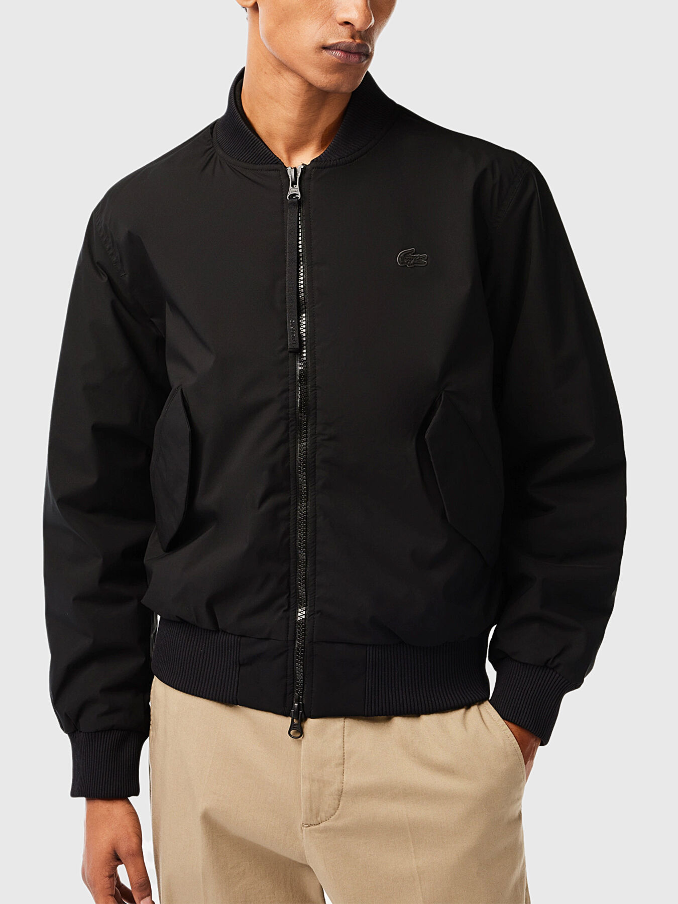 Black bomber jacket brand LACOSTE Globalbrandsstore en