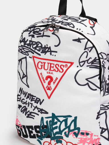 White backpack with graffiti print - 4