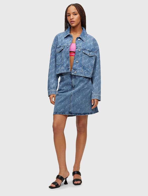 GIRELLA denim skirt with logo print - 4