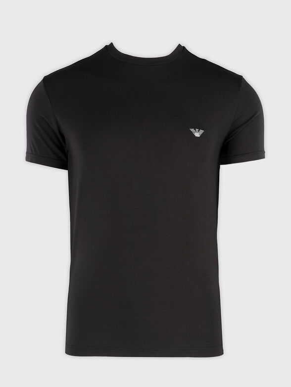Black T-shirt with oval neckline - 1