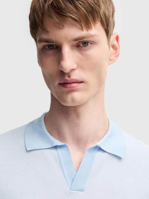 Cotton polo shirt in blue - 4
