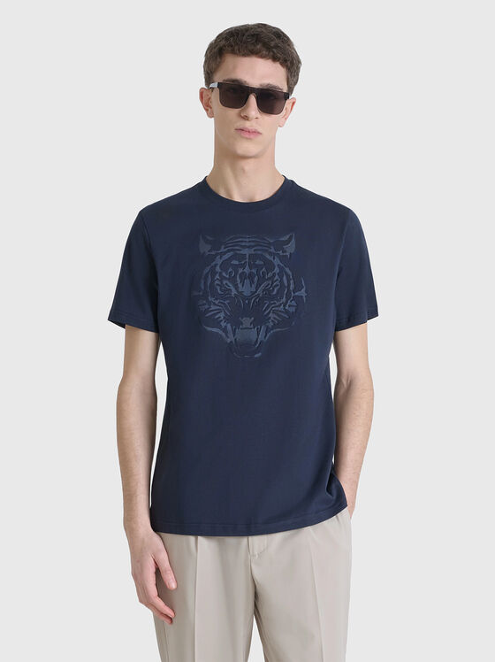 Cotton T-shirt with oval neckline - 1