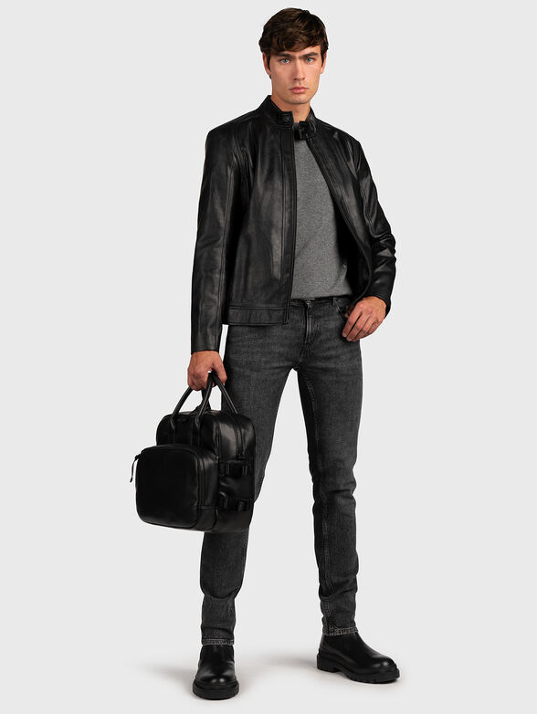 Black biker jacket in eco leather - 6