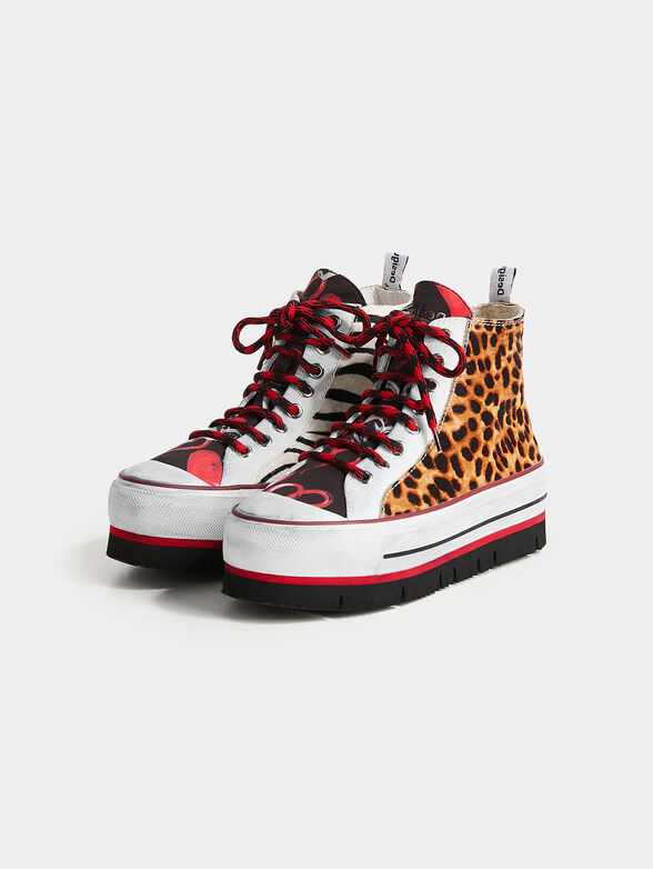 High-top sneakers with animal print - 2