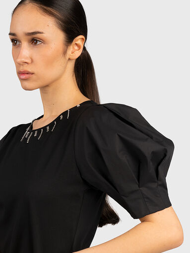 Black blouse with puff sleeves - 4