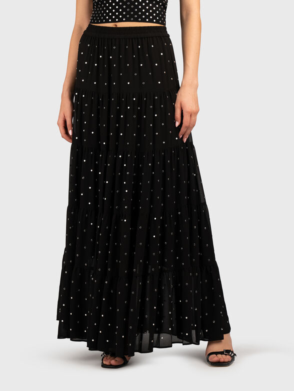 Maxi skirt with accent eyelets - 1