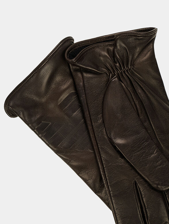 Leather gloves in dark brown - 1
