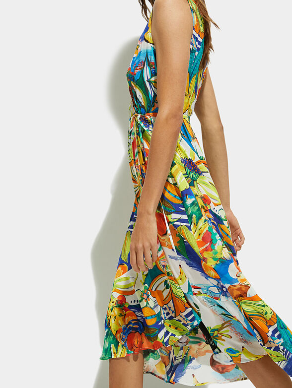Midi dress with tropical print - 6