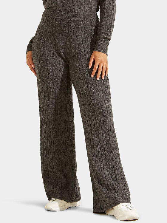 Плетен панталон с широки крачоли - 1