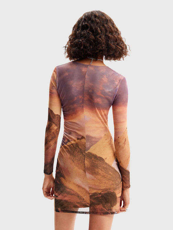 Slim dress with multicolour print - 2