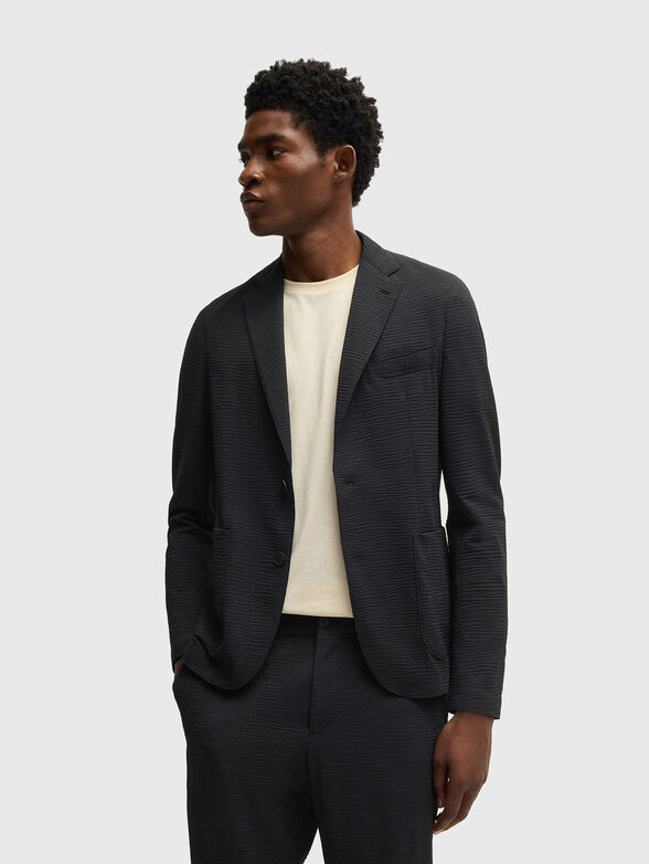 Textured blazer in black - 1