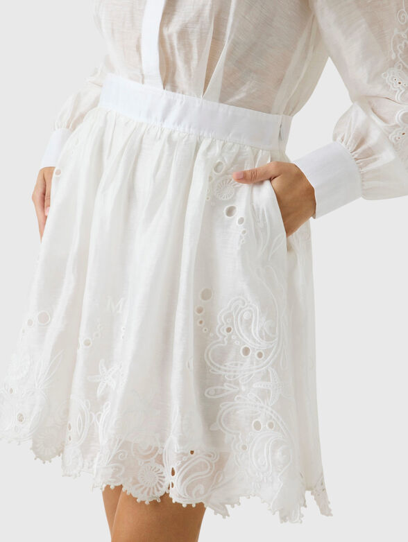 Mini dress in  linen blend with embroidery - 3