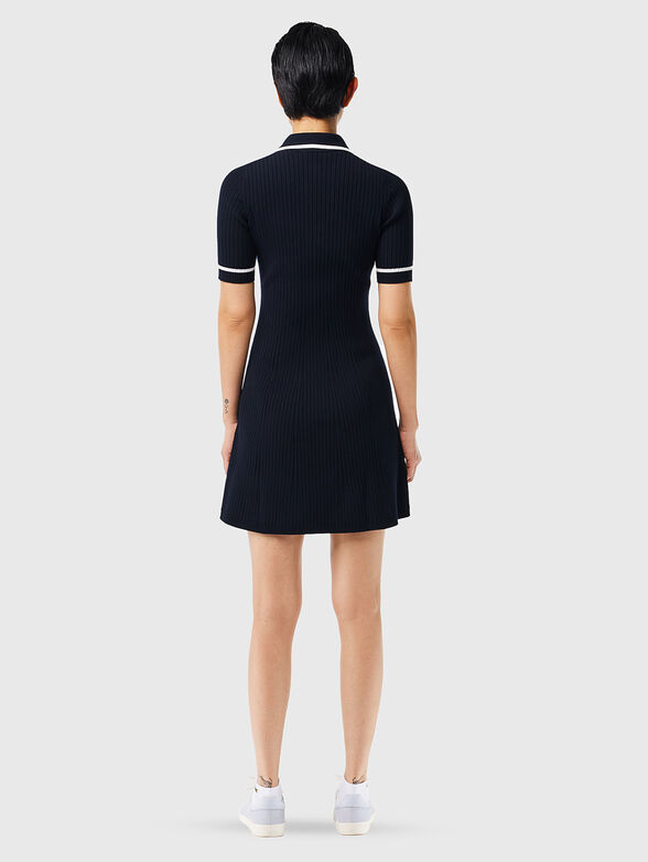 Dark blue mini dress with contrast trims - 2