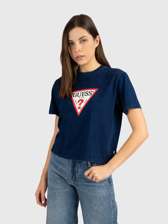 Cotton T-shirt with triangular logo - 1